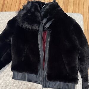 Blank NYC Black Faux Fur Short Jacket